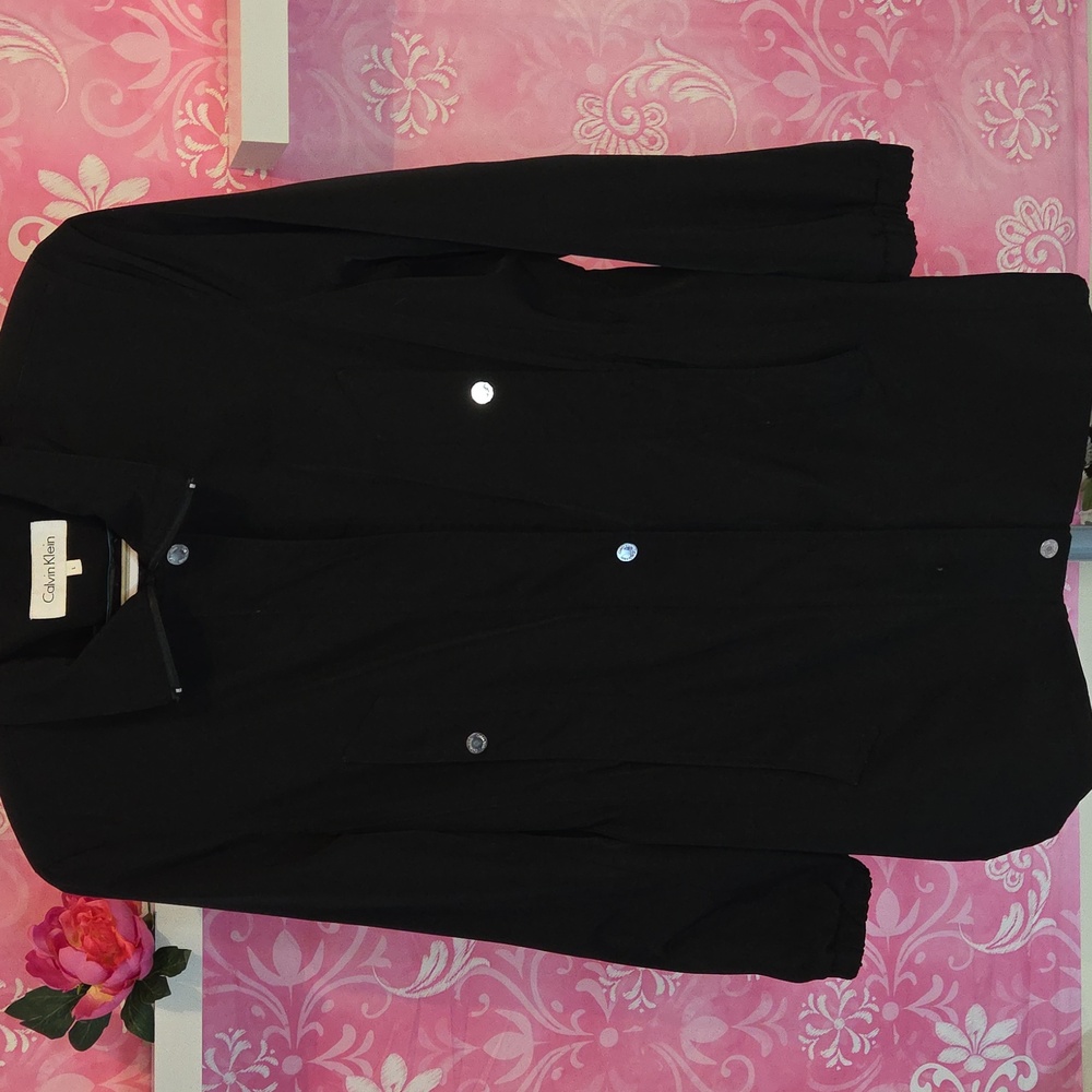 Calvin Klein Black Trench Coat Classic Style
